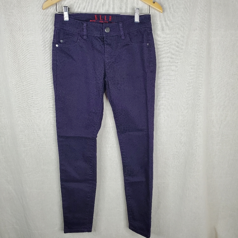 ♡ Elle Leopard Print Skinny Jeans Size 2 Purple